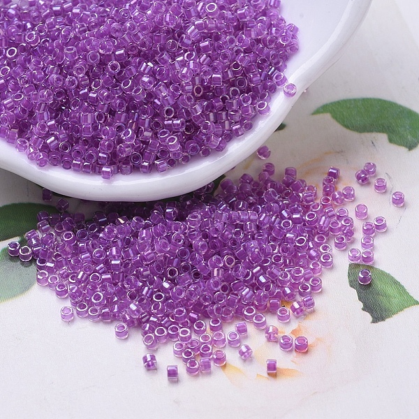 

PandaHall MIYUKI Delica Beads, Cylinder, Japanese Seed Beads, 11/0, (DB0073) Magenta Lined Crystal AB, 1.3x1.6mm, Hole: 0.8mm, about..., Pink
