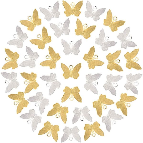 

PandaHall 160Pcs 2 Colors Butterfly Charms, Brass Filigree Animal Pendants for DIY Jewellery Necklace Bracelet Making Brass Butterfly