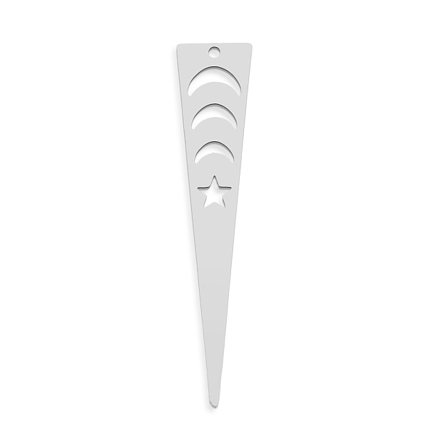 

PandaHall 201 Stainless Steel Pendants, Laser Cut, Triangle with Star, Stainless Steel Color, 48x10x1mm, Hole: 1.4mm 201 Stainless Steel...