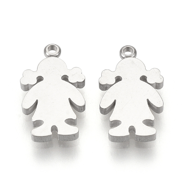 

PandaHall 201 Stainless Steel Charms, Girl Silhouette Pendants, Stainless Steel Color, 12x7x1.5mm, Hole: 1mm 201 Stainless Steel Human