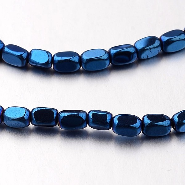 

PandaHall Electroplate Non-magnetic Synthetic Hematite Bead Strands, Cuboid, Blue Plated, 4x3x3mm, Hole: 1mm, about 90pcs/strand, 15.7 inch...