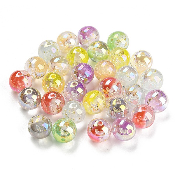 

PandaHall Transparent Acrylic Beads, with Gradient Color, Gold Foil Inside, Round, Mixed Color, 12.5x12mm, Hole: 2mm Acrylic Round