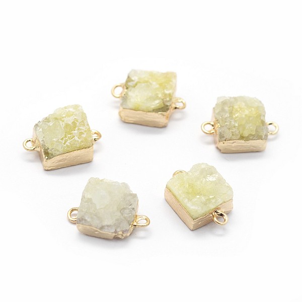 

PandaHall Natural Druzy Quartz Links connectors, with Brass Findings, Square, Golden, Pale Goldenrod, 14~18x9~10x6~8mm, Hole: 2mm Quartz..., Yellow