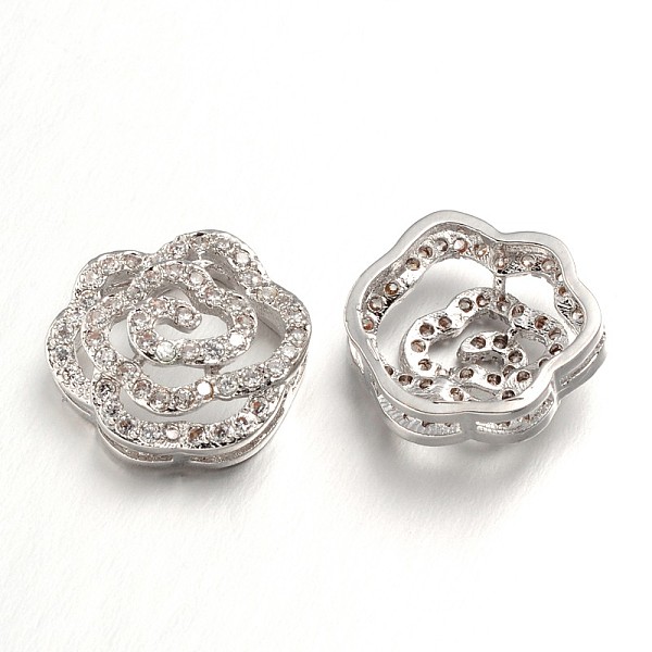 

PandaHall Filigree Brass Micro Pave Cubic Zirconia Pendants, Multi-strand Links, Rose Flower, Lead Free & Nickel Free, Platinum, 13x14x5.5mm..., Clear