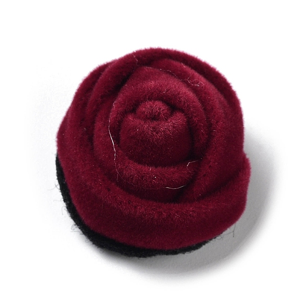 

PandaHall Velvet Cloth Fabric Cabochons, Rose Flower, Dark Red, 23~24x16mm Velvet Flower