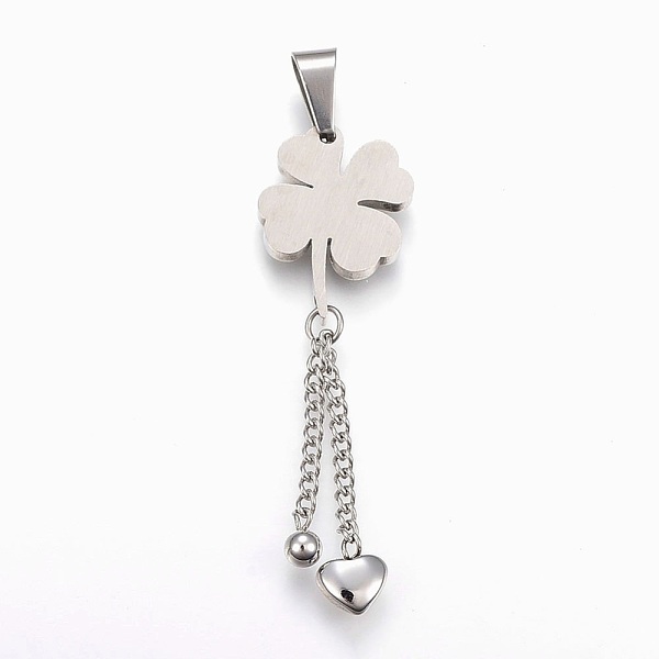 

PandaHall 304 Stainless Steel Rhinestone Big Pendants, Clover, Stainless Steel Color, 54x16x3mm, Hole: 5x9mm Stainless Steel+Rhinestone..., Clear