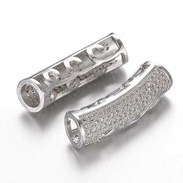 

PandaHall Brass Micro Pave Cubic Zirconia Tube Beads, Large Hole Beads, Clear, Platinum, 25.1x8.6x7.5mm, Hole: 4.5mm Brass+Cubic Zirconia...