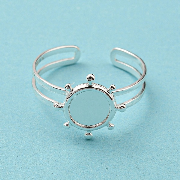 

PandaHall 304 Stainless Steel Open Cuff Finger Ring Cabochon Settings, Bezel Cup Ring Settings, Helm, 925 Sterling Silver Plated, Inner...