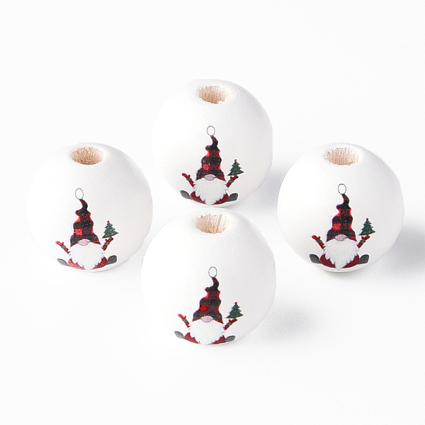 

PandaHall Painted Natural Wood Round Beads, Father Christmas, Red, 16x15mm, Hole: 4mm Schima Wood Round Red