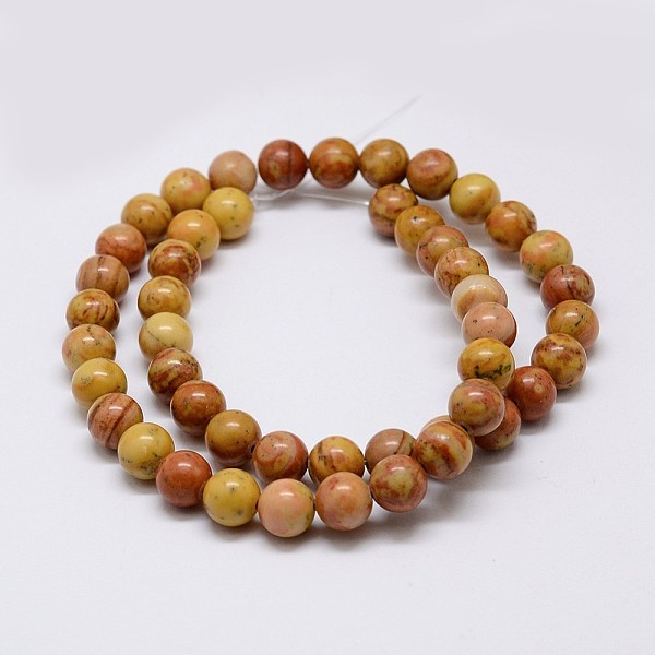 

PandaHall Natural Wood Lace Stone Beads Strands, Round, Brown, 6mm, Hole: 0.8mm, 63pcs/strand, 15 inch~16 inch Wood Lace Stone Round Brown