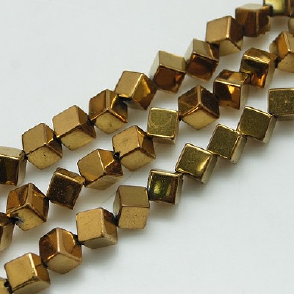 

PandaHall Non-magnetic Synthetic Hematite Beads Strands, Rhombus, Golden Plated, 4x4x4mm, Hole: 1mm, 15.7 inch Non-magnetic Hematite Rhombus
