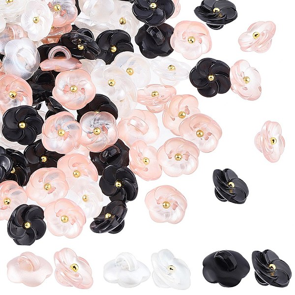 120Pcs 3 Colors 1-Hole Plastic Buttons