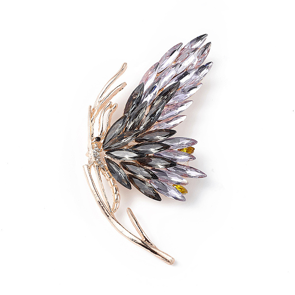 

PandaHall Rhinestone Butterfly Brooch Pin, Light Gold Alloy Badge for Women, Violet, 73.5x64x15mm, Pin: 0.8mm Alloy+Rhinestone Purple