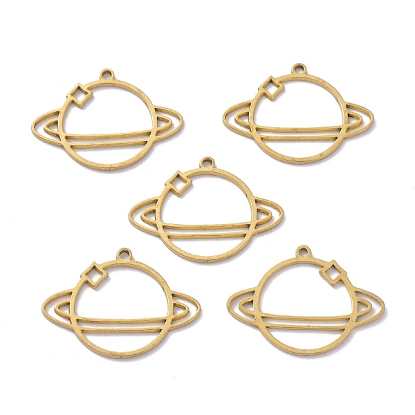 

PandaHall Brass Pendants, DIY Accessories, for Bracelets, Earrings, Necklaces, Planet, Raw(Unplated), 23x31x1.2mm, Hole: 1.6mm Brass Planet