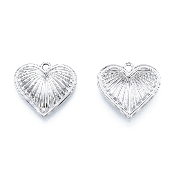 

PandaHall 201 Stainless Steel Pendants, Heart, Stainless Steel Color, 18.5x20.5x2.5mm, Hole: 1.8mm 201 Stainless Steel Heart