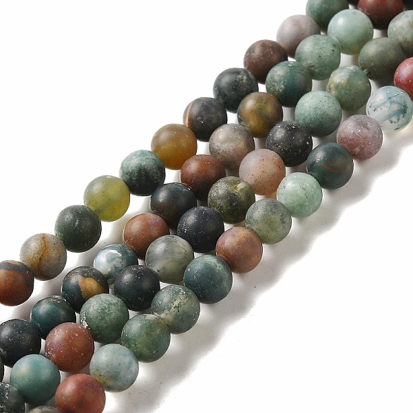 

PandaHall Natural Indian Agate Beads Strands, Frosted, Round, 6~6.5mm, Hole: 1mm, about 63pcs/strand, 15.5 inch Indian Agate Round