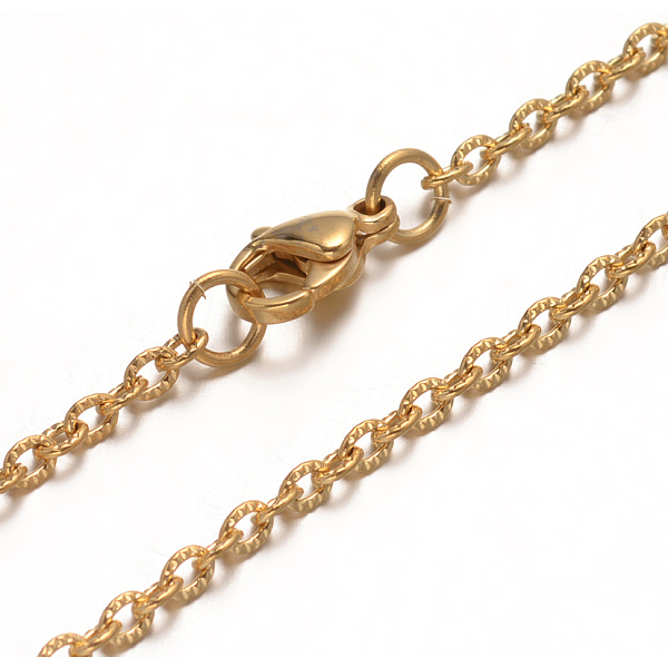 

PandaHall 304 Stainless Steel Cable Chain Necklaces, with Lobster Clasps, Golden, 29.52 inch(75cm) 304 Stainless Steel