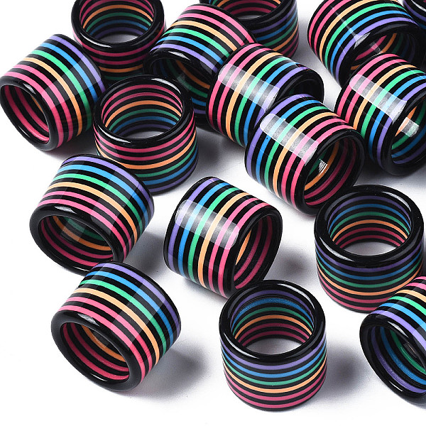 

PandaHall Resin Stripe Pattern Wide Band Finger Ring for Women, Black, US Size 7(17.3mm) Resin Stripe Black