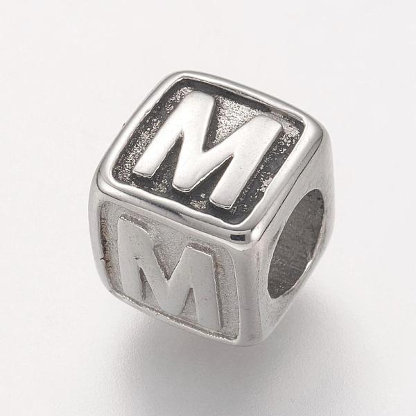 

PandaHall 304 Stainless Steel European Beads, Horizontal Hole, Large Hole Beads, Cube with Letter.M, 8x8x8mm, Hole: 4mm 304 Stainless Steel...