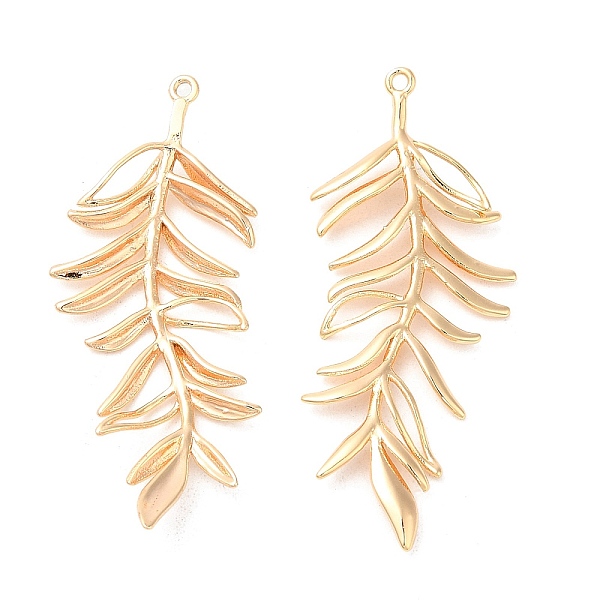 

PandaHall Brass Pendants, Leafy Branch Charms, Real 18K Gold Plated, 39x15x2mm, Hole: 1mm Brass Leaf