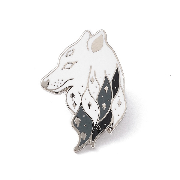 

PandaHall Wolf Enamel Pin, Platinum Brass Animal Brooch for Backpack Clothes, White, 31x22x2mm, Pin: 1.2. Brass White
