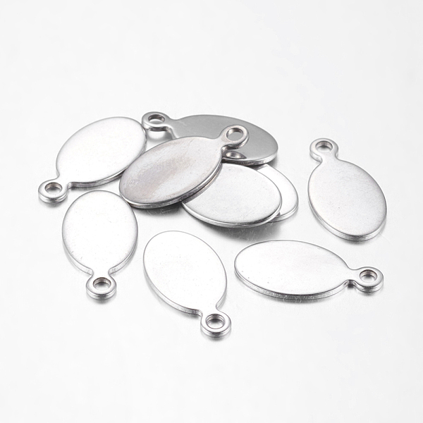 

PandaHall 201 Stainless Steel Stamping Blank Tag Pendants, 20x10x1mm, Hole: 2mm 201 Stainless Steel Oval