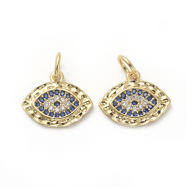 

PandaHall Brass Micro Pave Cubic Zirconia Charms, with Jump Rings, Horse Eye, Blue & Clear, Golden, 11x14x1.5mm, Hole: 3mm Brass+Cubic...