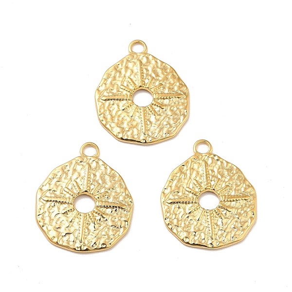 

PandaHall Ion Plating(IP) 304 Stainless Steel Pendants, Textured, Flat Round with Star, Real 18K Gold Plated, 23x19x2mm, Hole: 2.5mm 304...