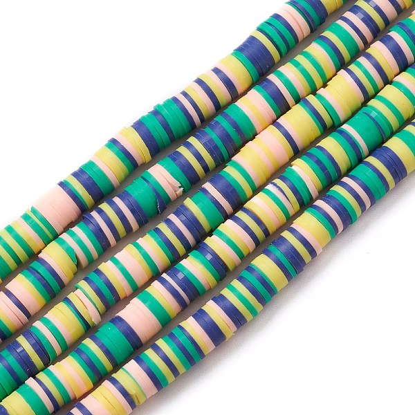 PandaHall Handmade Polymer Clay Beads Strands, for DIY Jewelry Crafts Supplies, Heishi Beads, Disc/Flat Round, Light Salmon, 8x1mm, Hole...