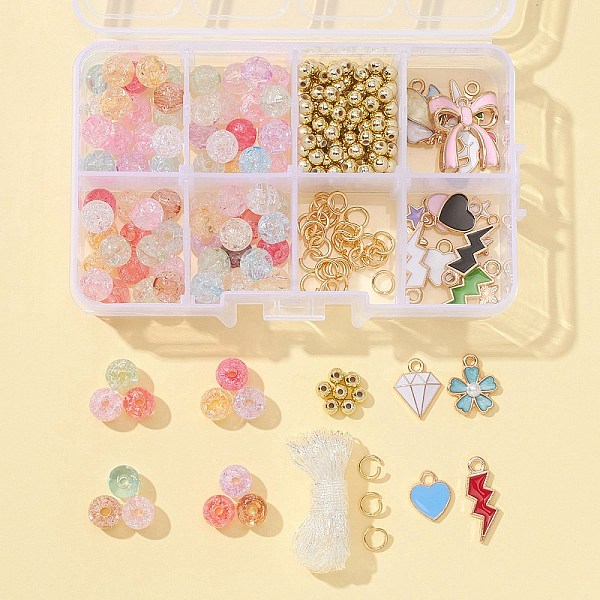

PandaHall DIY Candy Color Bracelet Making Kit, Including Acrylic & ABS Plastic Beads, Lightning Bolt & Heart & Star & Sakura Alloy Enamel..., Multicolor