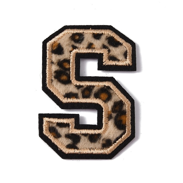

PandaHall Polyester Computerized Embroidery Cloth Iron On Sequins Patches, Leopard Print Pattern Stick On Patch, Costume Accessories..., Gold