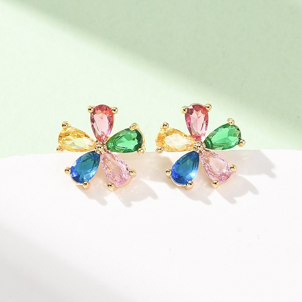 Boucles d'oreilles en laiton avec micro pavé de zircons cubiques pour femmes