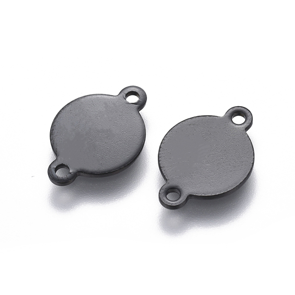 

PandaHall 304 Stainless Steel Links connectors, Flat Round, Electrophoresis Black, 10x14.5x0.7mm, Hole: 1.2mm 304 Stainless Steel Flat Round