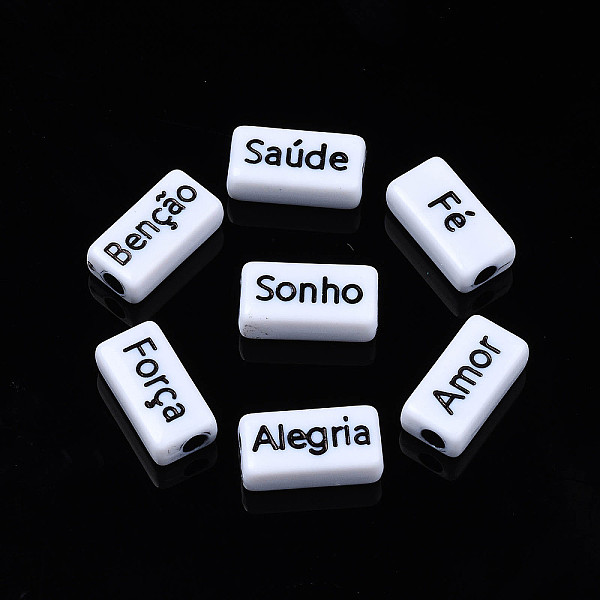 

PandaHall Craft Style Opaque Acrylic Beads, Rectangle with Black Portuguese, White, 15x7.5x5.5mm, Hole: 2mm, about 980pcs/500g Acrylic...