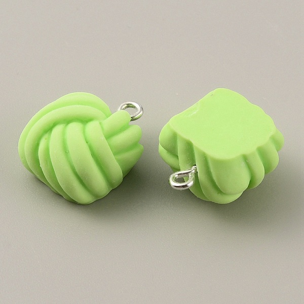 

PandaHall Opaque Resin Pendants, Frosted Square Yarn Ball Charms, with Platinum Tone Iron Findings, Pale Green, 20x15.5x11mm, Hole: 2mm...