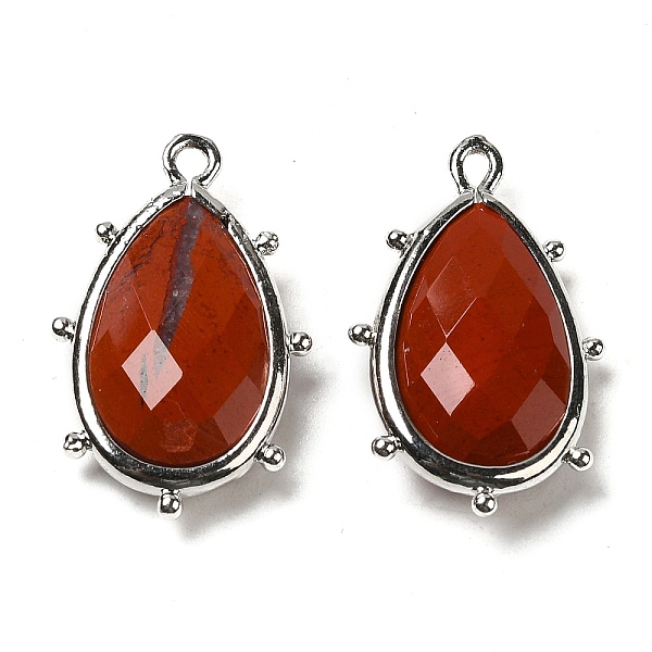 

PandaHall Natural Red Jasper Pendants, with Platinum Brass Edge, Faceted, Teardrop, 22.5x14x5.5mm, Hole: 1.6mm. Red Jasper Teardrop