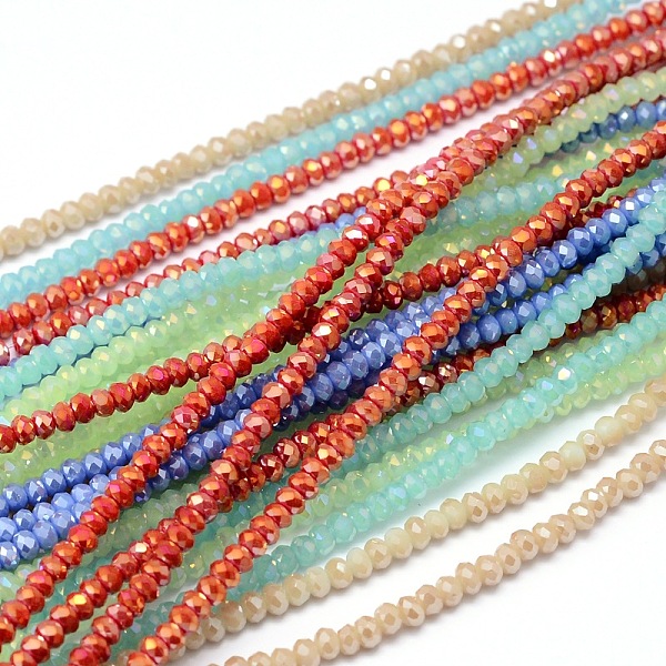 

PandaHall Faceted Rondelle Full Rainbow Plated Electroplate Glass Beads Strands, Mixed Color, 2.8~3x2mm, Hole: 0.8mm, about 200pcs/strand..., Multicolor