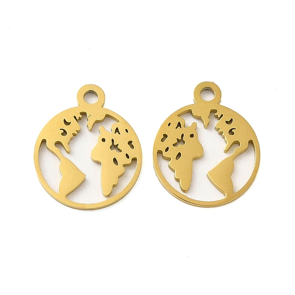 

PandaHall Ion Plating(IP) 304 Stainless Steel Charms, Laser Cut, Flat Round with Map Charm, Golden, 14.5x12x1mm, Hole: 1.6mm 304 Stainless...
