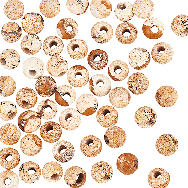 

PandaHall OLYCRAFT 50pcs 6mm Natural Picture Jasper Beads Natural Stone Beads Loose Gemstone Round Beads 2mm Large Hole Spacer Bead for...