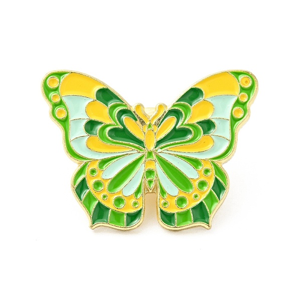 

PandaHall Flower Butterfly Enamel Pin, Gold Plated Alloy Badge for Backpack Clothes, Green Yellow, 22x30x1.5mm Alloy+Enamel