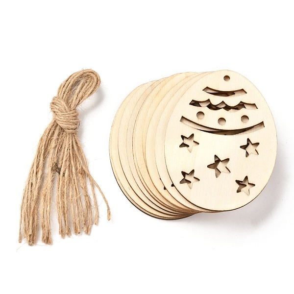 

PandaHall DIY Egg Shape Handmade Hollow Out Graffiti Wood, Easter Theme Pendant Decorations, Star Pattern, 8x6x0.2cm, Hole: 3.2mm, 10pcs/set..., Orange