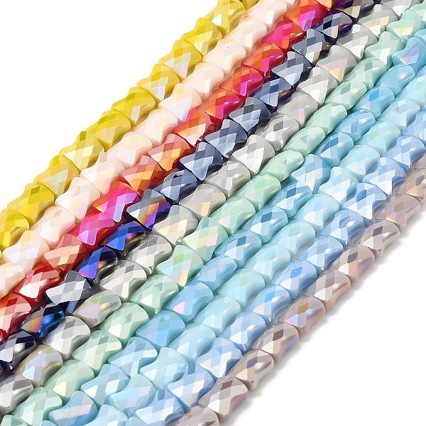 

PandaHall AB Color Plate Glass Beads Strands, Faceted Bamboo Stick, Mixed Color, 10.5~11x8x5mm, Hole: 1.4mm, about 60pcs/strand..., Multicolor