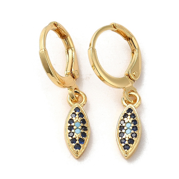 

PandaHall Horse Eye Brass Dangle Leverback Earrings, with Cubic Zirconia, Real 18K Gold Plated, 26x4.5mm Cubic Zirconia Horse Eye Multicolor