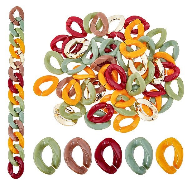 

PandaHall SUPERFINDINGS 100Pcs 5 Colors Opaque Acrylic Linking Rings, with 100Pcs CCB Plastic Linking Rings, Quick Link Connectors, For Curb..., Multicolor