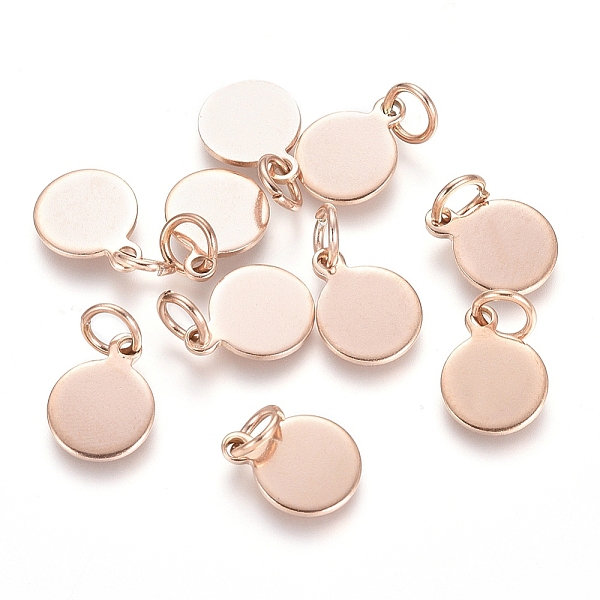 

PandaHall Ion Plating(IP) 304 Stainless Steel Charms, Stamping Blank Tag, with Jump Rings, Flat Round, Rose Gold, 10.5x8x0.8mm, Hole: 3.5mm...