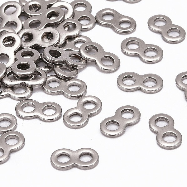 

PandaHall Infinity 201 Stainless Steel Bead Spacer Bars, Stainless Steel Color, 11x6x1mm, Hole: 2.5mm 201 Stainless Steel Infinity