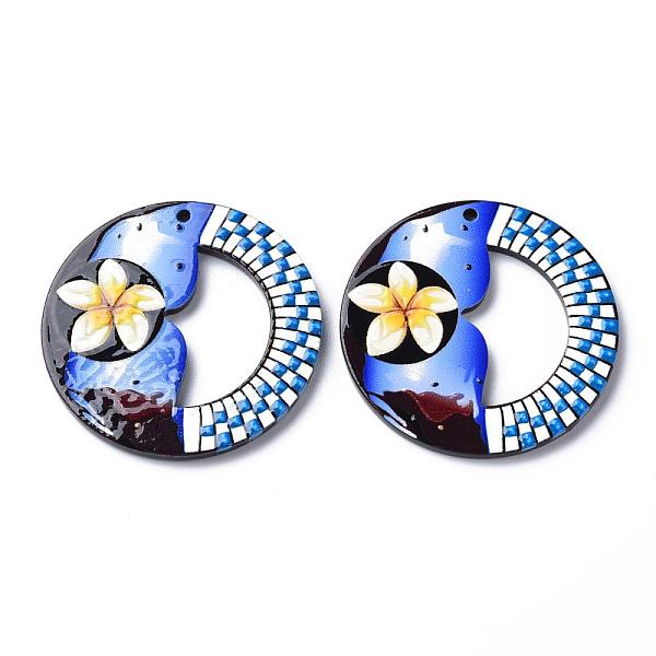 

PandaHall Cellulose Acetate(Resin) Pendants, Flat Round with Flower Pattern, Royal Blue, 37.5x2.5mm, Hole: 1.8mm Cellulose Acetate Flat...