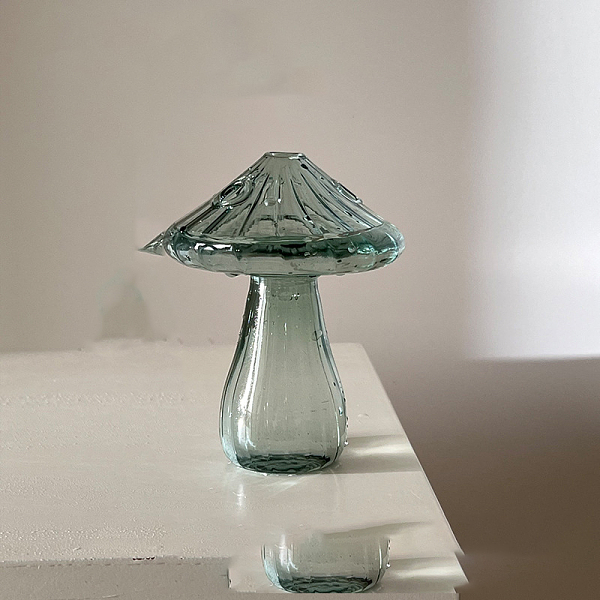 

PandaHall Lampwork Vases, Home Decorations, Mushroom, Teal, 40x120mm Lampwork Mushroom Cyan