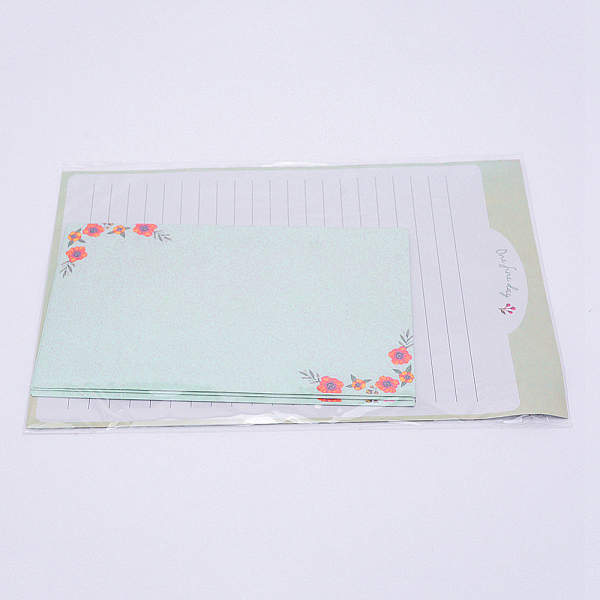 

PandaHall Paper Envelopes & Letter Papers, Floral & Fox Pattern, Rectangle, Aqua, 9~21x14.3~15x0.01~0.02cm, 9pcs/set Paper Rectangle Cyan
