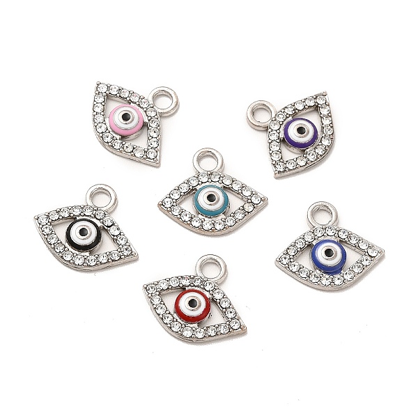 

PandaHall Alloy Rhinestone Enamel Pendants, Horse Eye Charms with Mixed Color Enamel, Platinum, 14x16.5x2.5mm, Hole: 2.5mm Alloy..., Multicolor